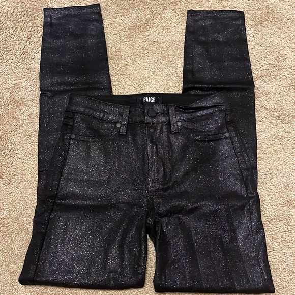 PAIGE Hoxton Ultra Skinny Night Violet Shimmer Glitter Denim - Picture 9 of 16